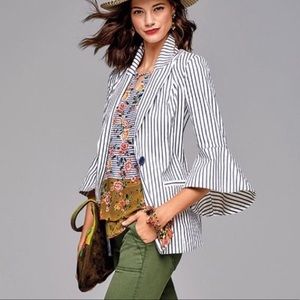 Cabi Bell Sleeve Striped Jacket